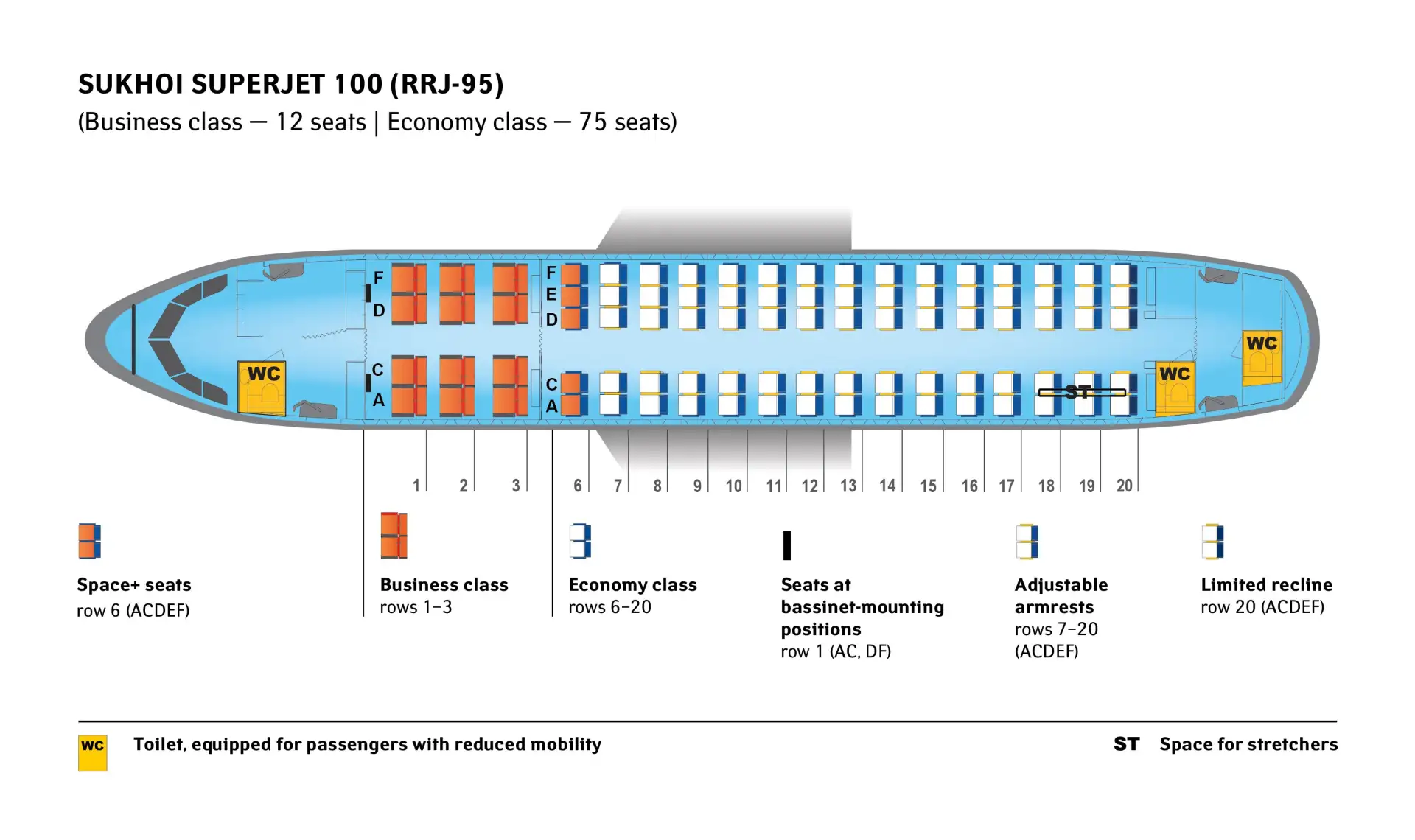 Sukhoi superjet 100 план салона