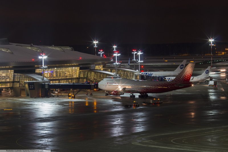 Аэропорт Домодедово ночью