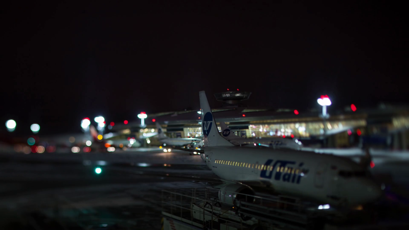 Аэропорт Внуково вид ночью из самолета