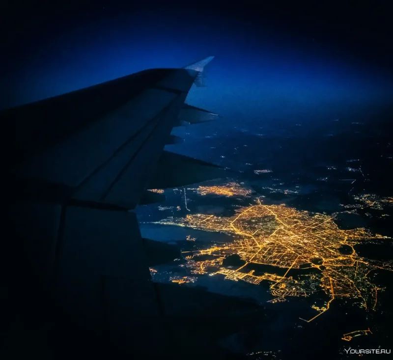 Ночная Москва с самолета