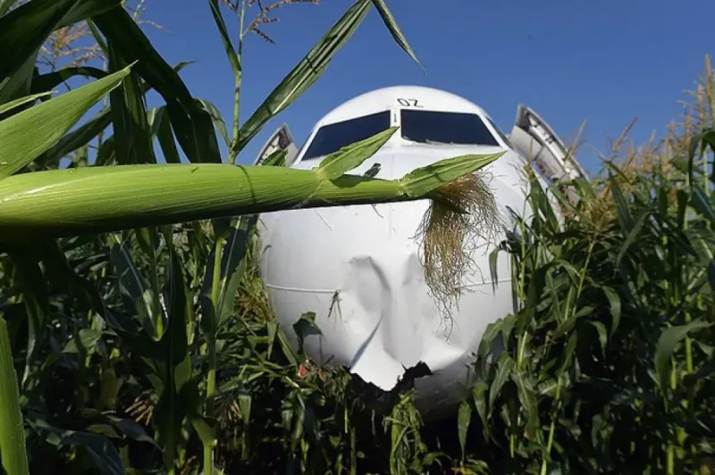 Уральские авиалинии кукурузное поле