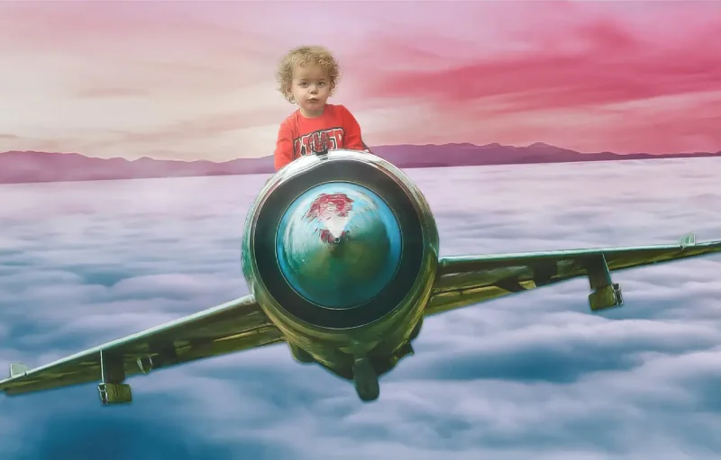 Самолет в небе для детей