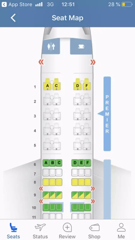 Расположение сидений в самолете