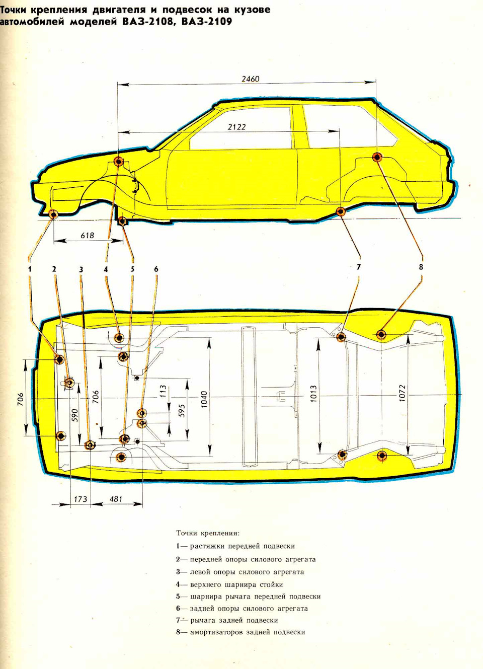 Контрольные точки геометрии кузова Lada 4x4 (чертежи)