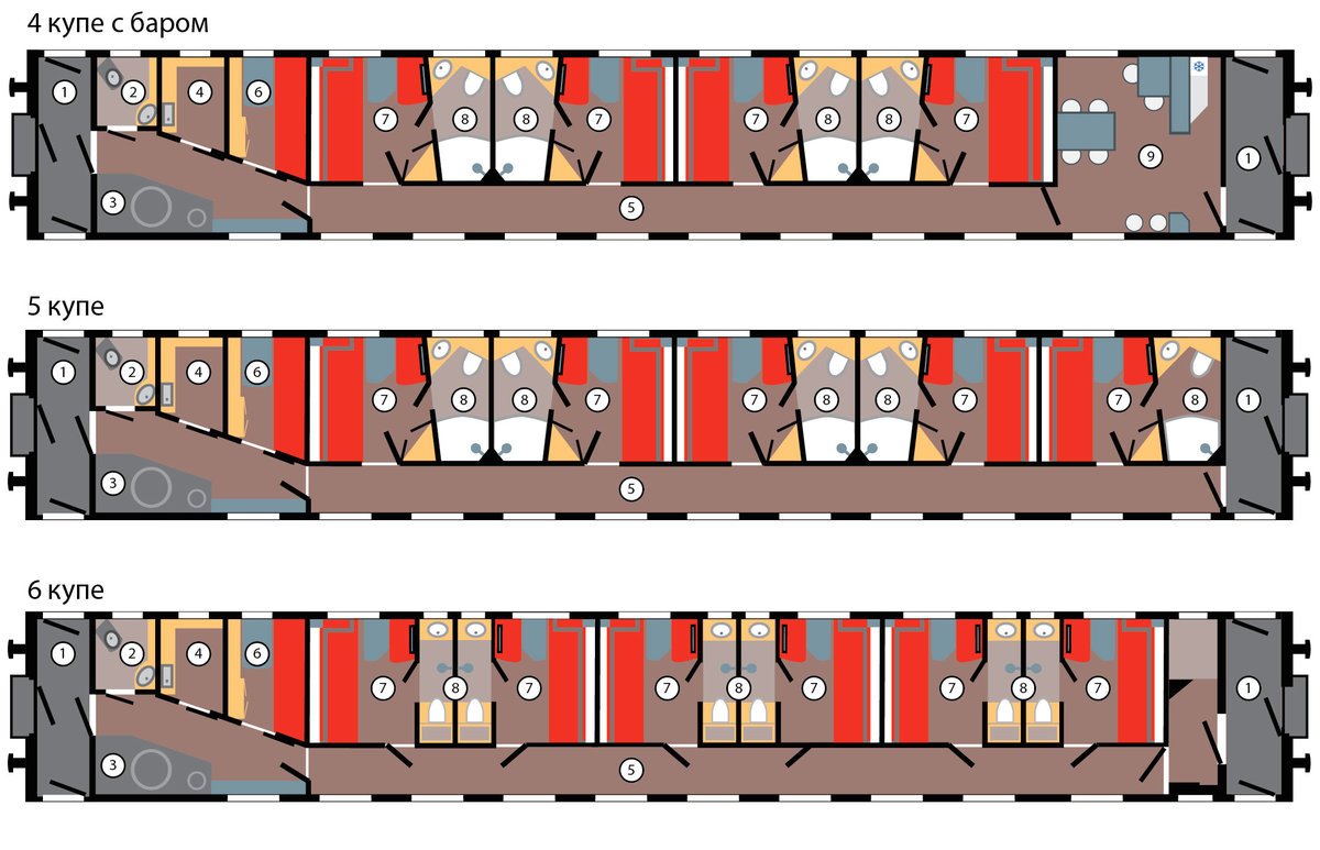 Схема купейного вагона РЖД
