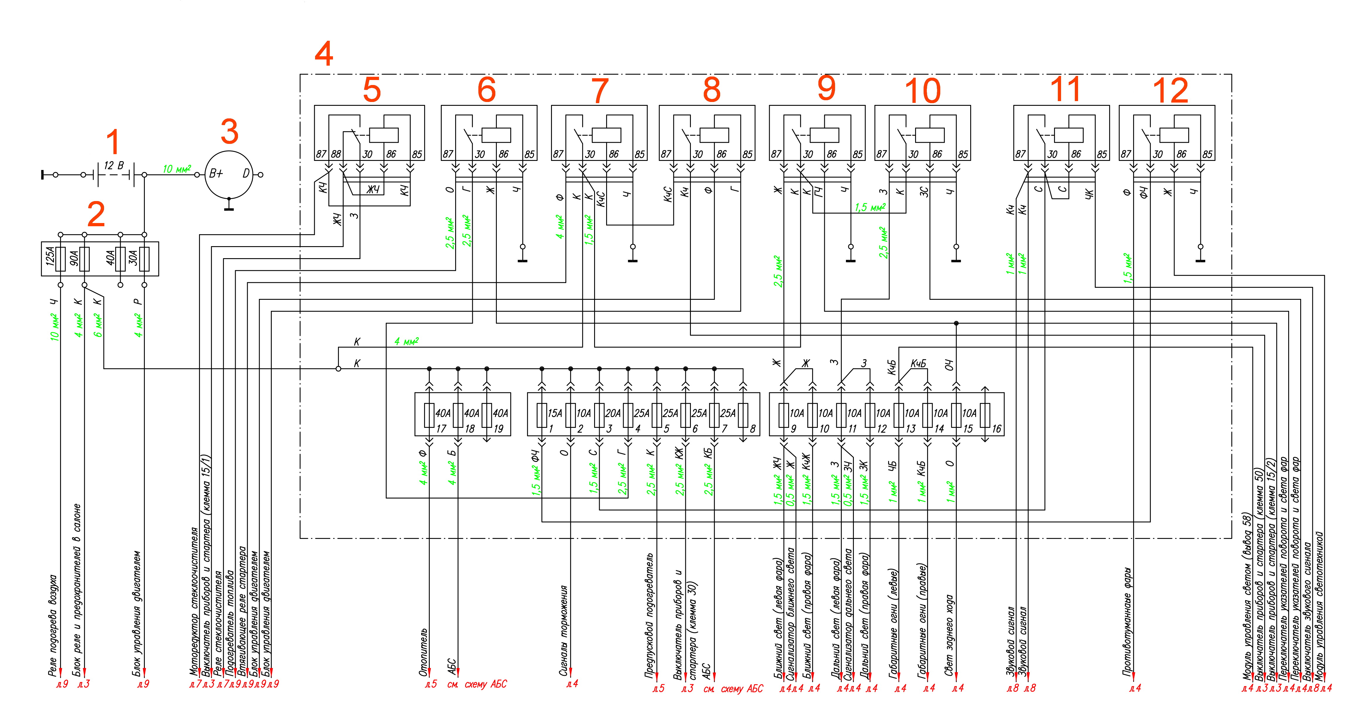 Схема подключения силовых предохранителей газель 405 евро 3