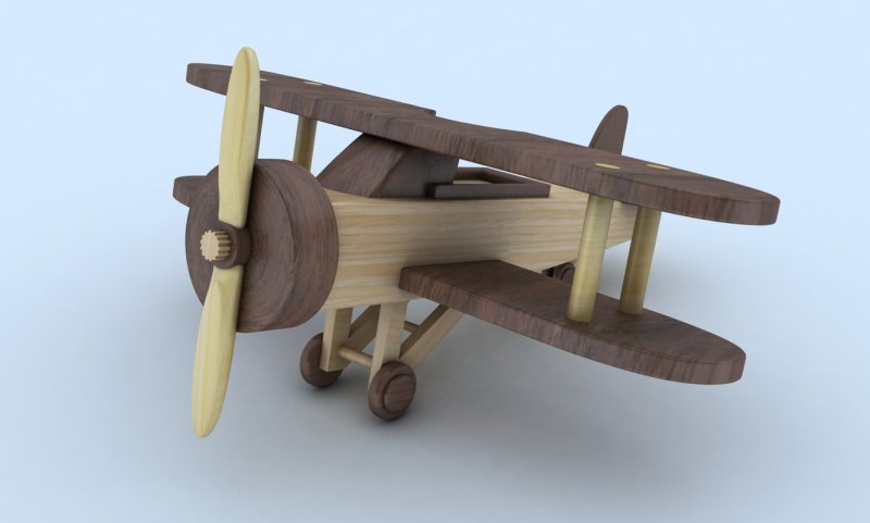 Самолет-биплан игрушка из дерева