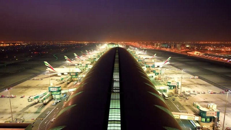 Аэропорт Дубай ночью