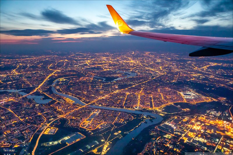 Ночная Москва с самолета