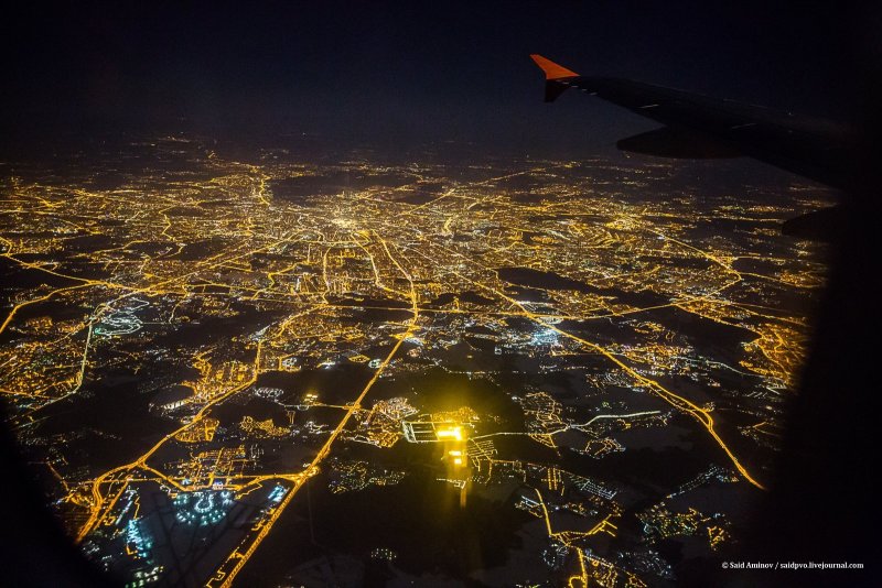 Ночной Каир с самолета