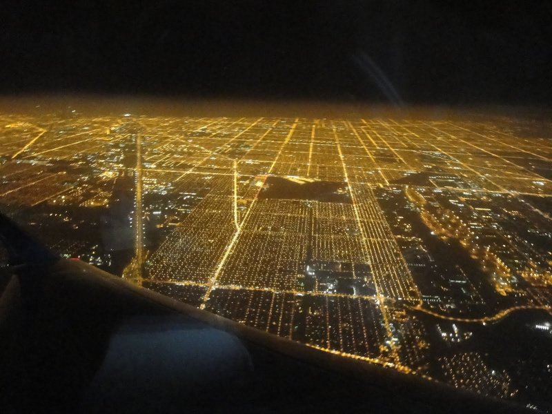 Москва с самолета ночью