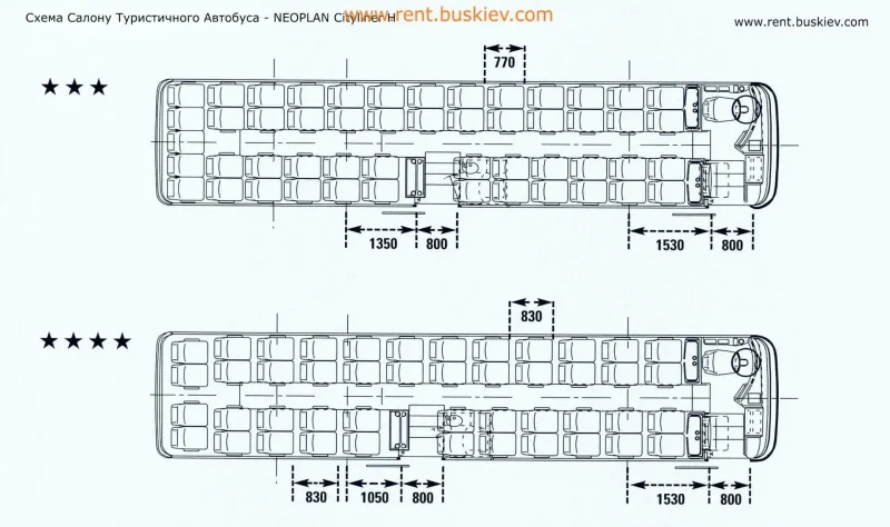 Расположение мест в автобусе Neoplan n122