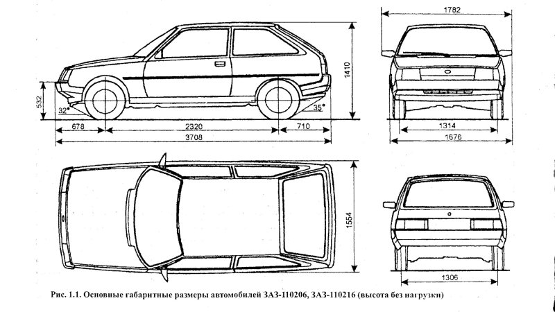 Габариты ЗАЗ 1102