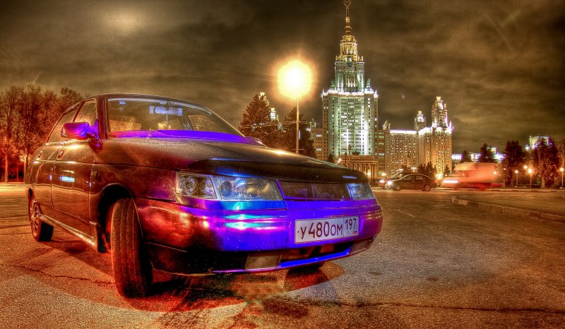 ВАЗ 2110 синяя ночью