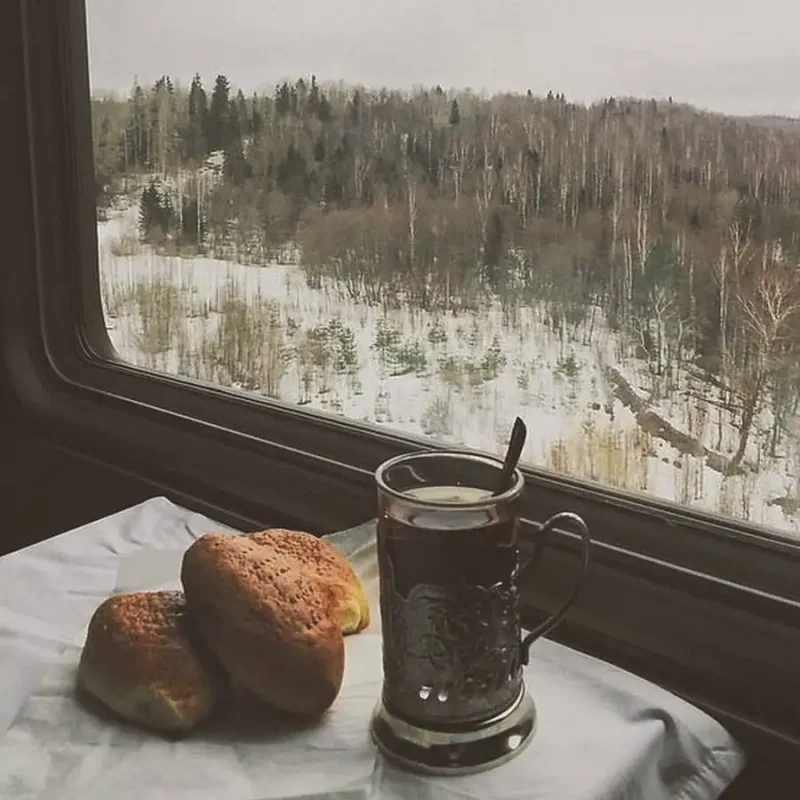 Красивый вид из окна поезда