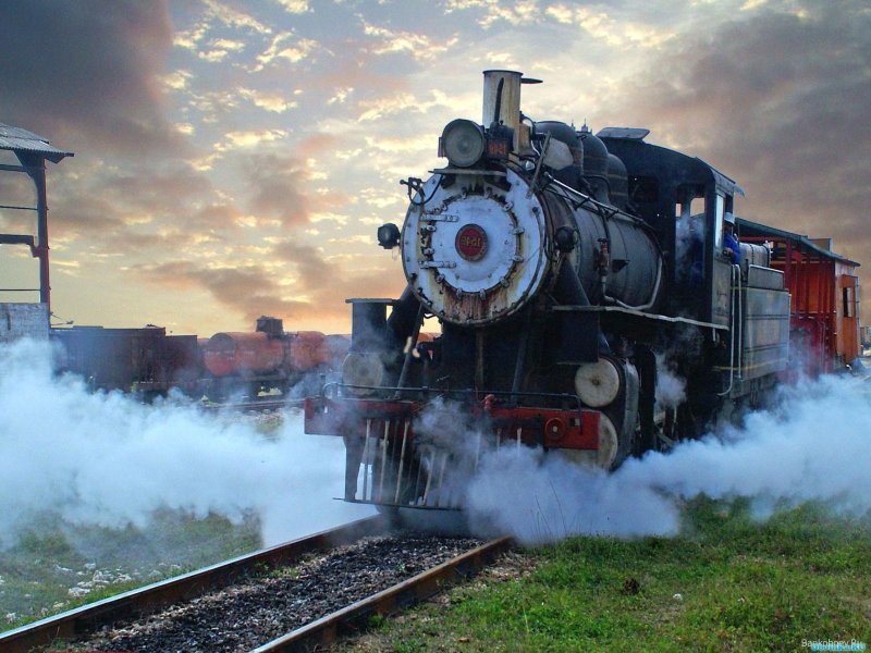 Паровоз на ходу