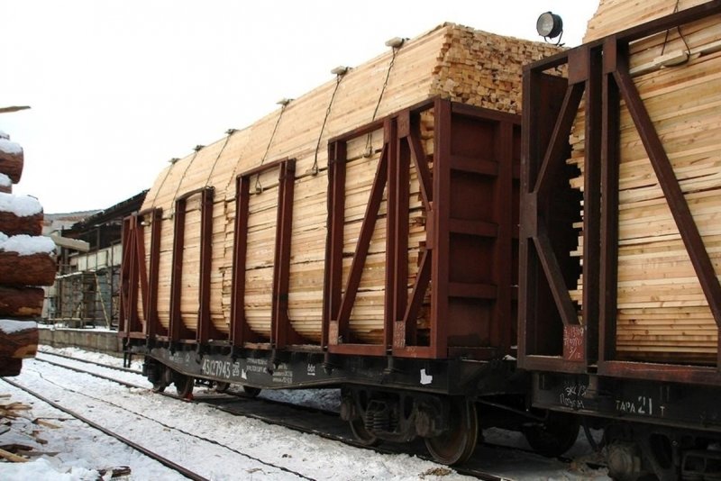 Погрузка полувагона пиломатериалом 100 Кубо