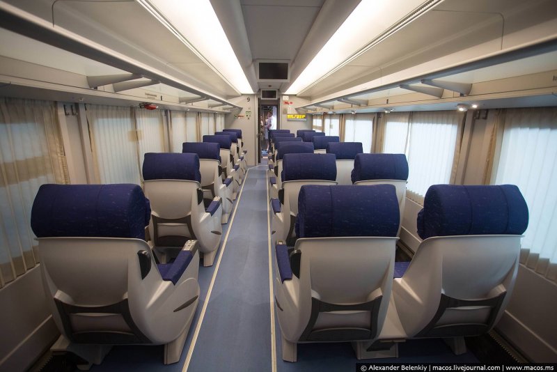 Поезд Сапсан внутри вагона