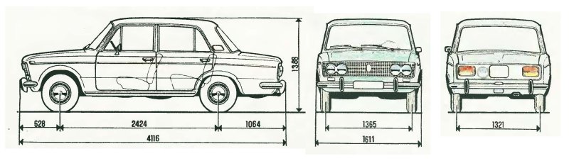 Габариты ВАЗ 2101 чертеж