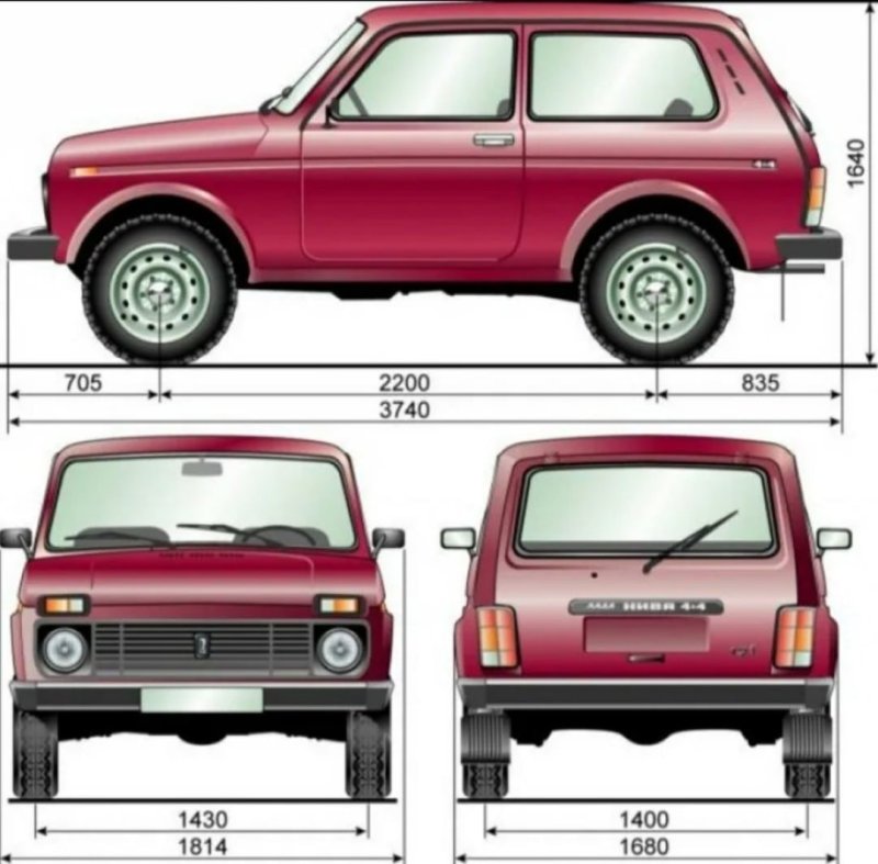 Габариты ВАЗ 2121 Нива
