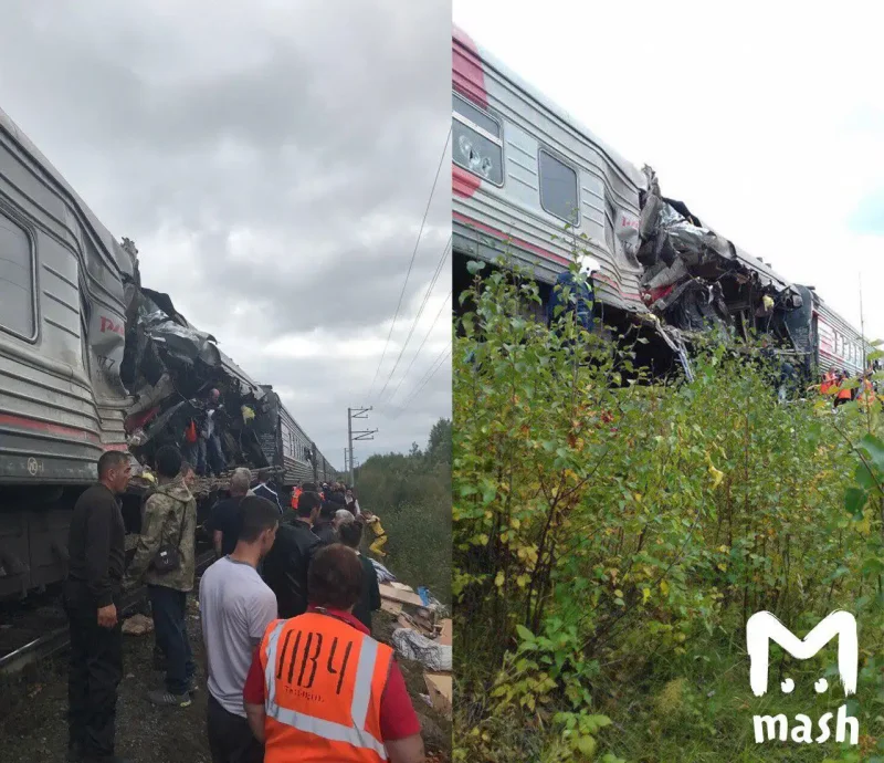 КАМАЗ врезался в поезд Нижневартовск