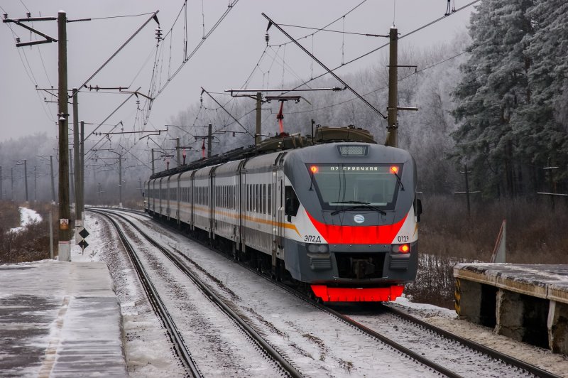 Электропоезд эд9 Мурманск зима