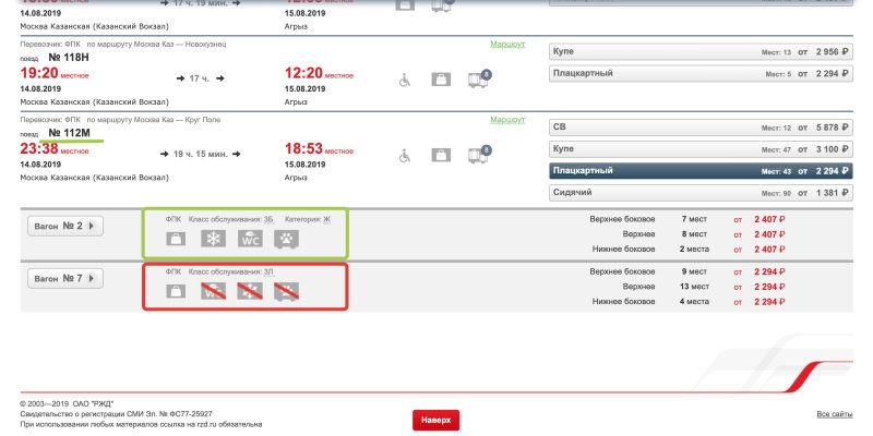 Класс вагона 3э и 3б