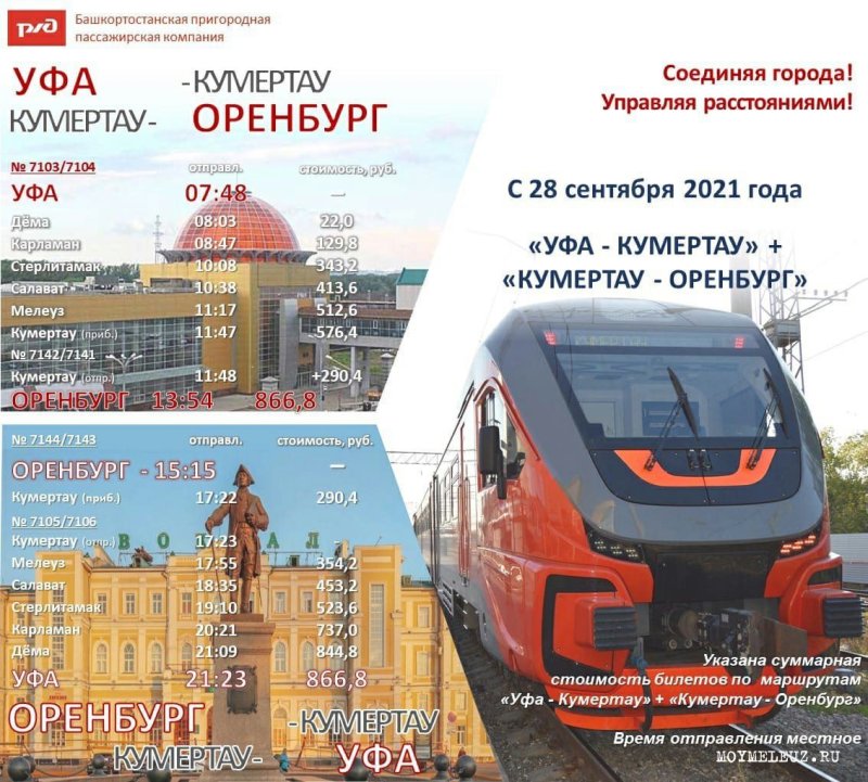 Электричка Орлан Оренбург Уфа