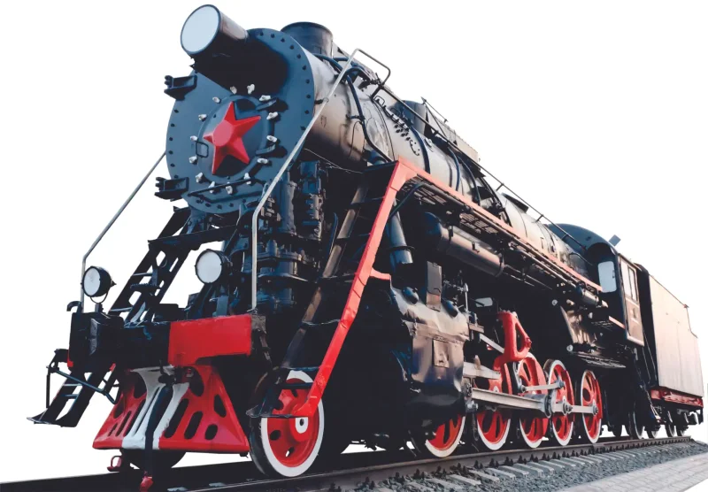 Локомотив поезд на белом фоне