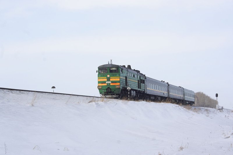Пригородный поезд просторы Алтая
