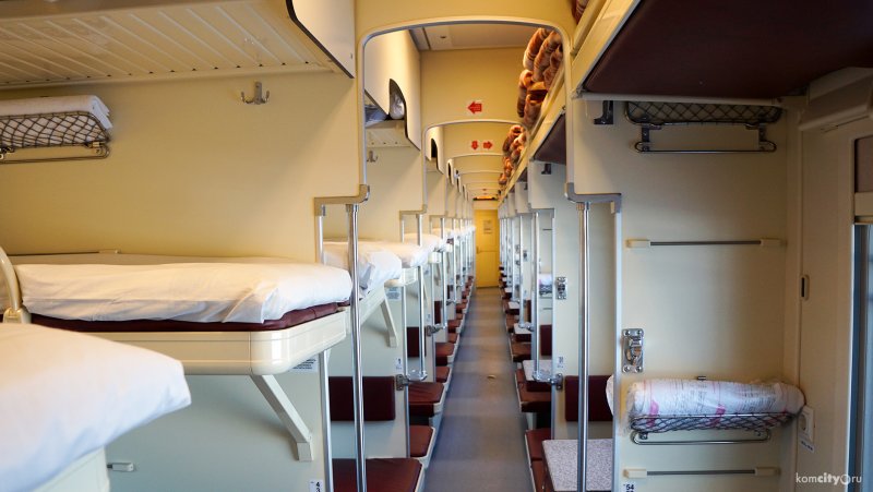 Поезд РЖД внутри плацкарт
