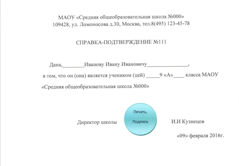 Справка школьника для проезда в поезде образец