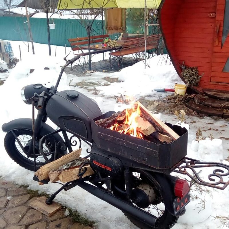 Мангал мотоцикл с коляской