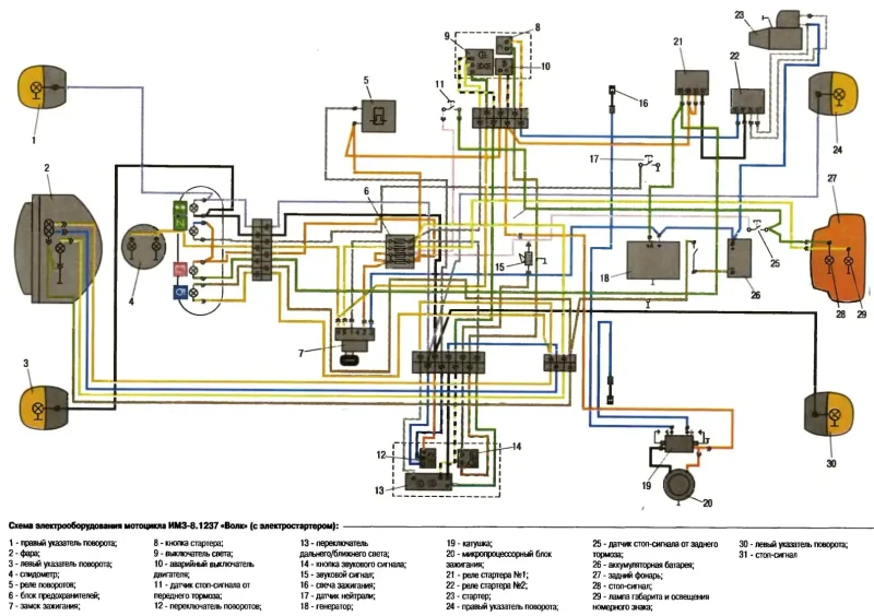 Электрическая схема Мотоцикла Минск 12 вольт