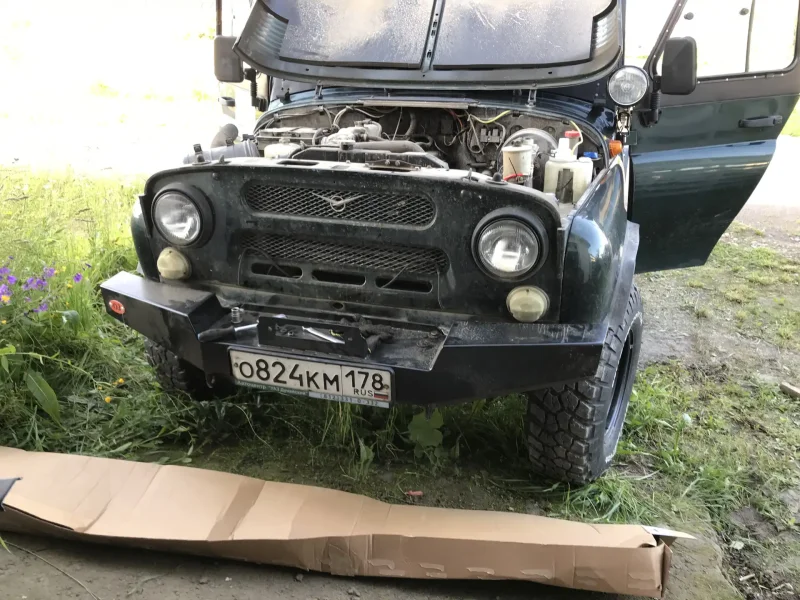Силовой бампер из труб на УАЗ 469