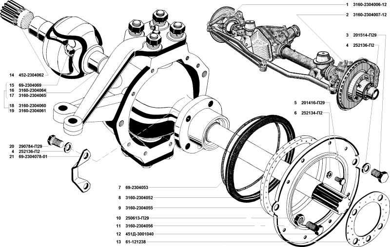 Передний мост уаз буханка в разрезе схема части