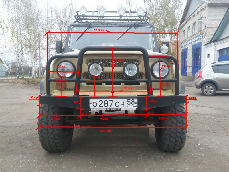 Крутой силовой бампер на УАЗ 469