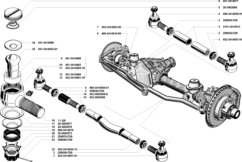 Рулевой наконечник уаз 469 чертеж