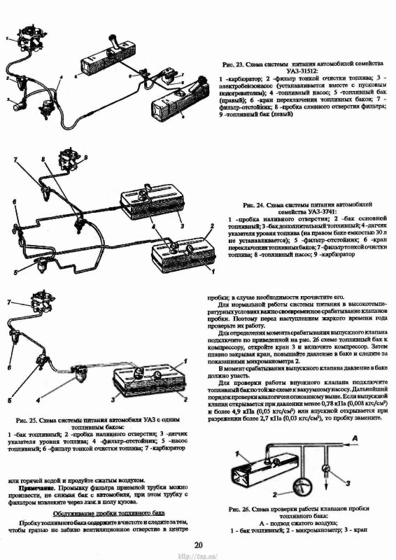 Схема подключения топливных баков УАЗ Буханка 2206