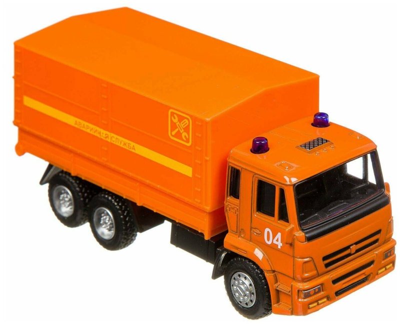 Инерционная машина Play Smart КАМАЗ, оранжевый, 1:54, 6515b - а74820
