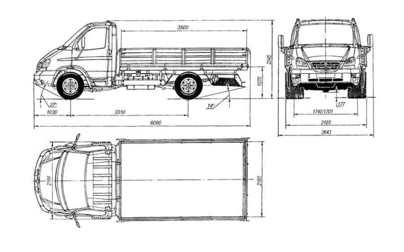ГАЗ 3302 бортовой габариты кузова