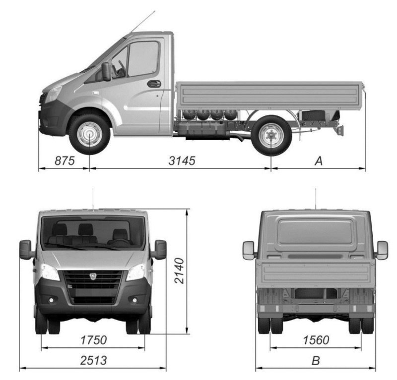 Габариты ГАЗ 3302 Газель бортовой