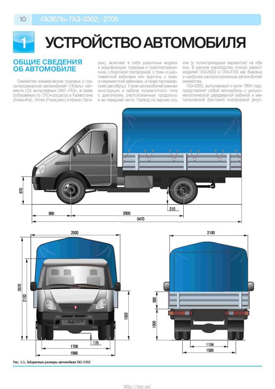Габариты ГАЗ 3302 Газель