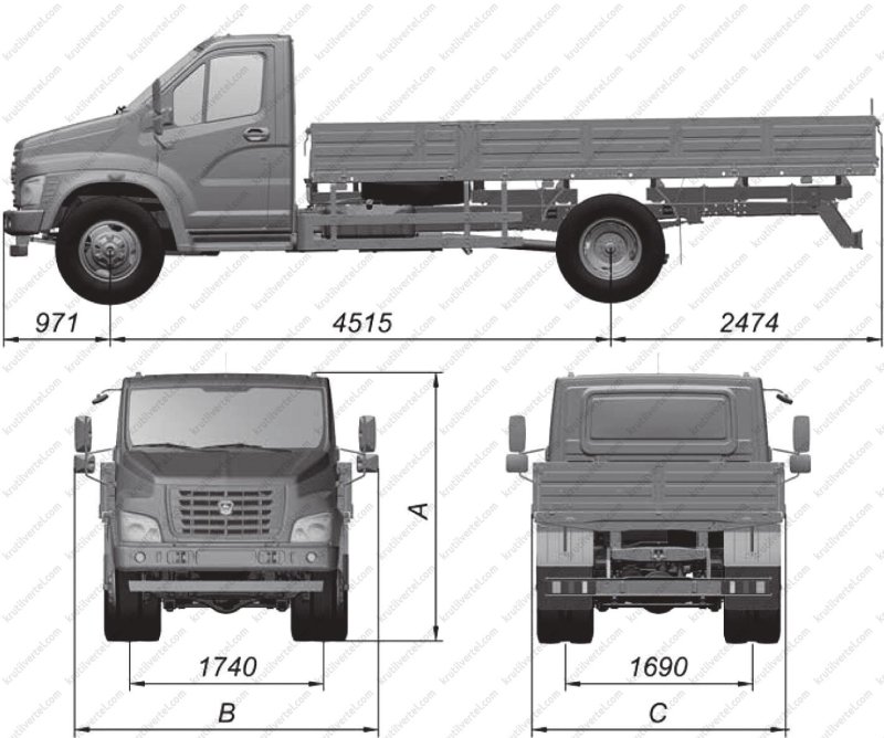 Газон Некст габариты кузова