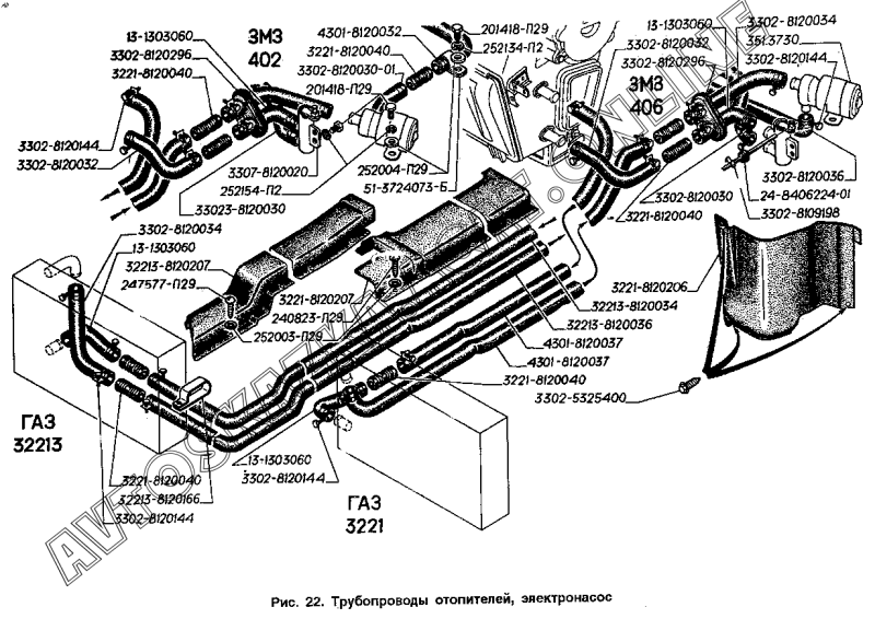 Схема отопления салона Газель 2705