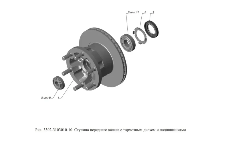 Ступица переднего колеса Газель 3302 схема