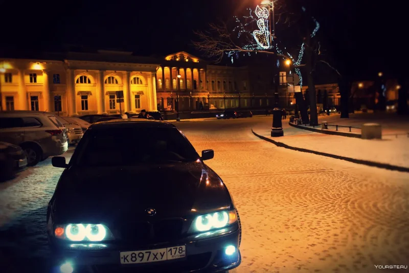 BMW e39 ночь зима