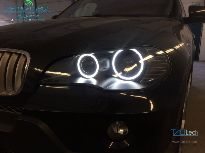 Черные фары BMW x5 e70