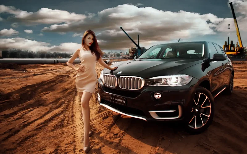 BMW x5m и девушка