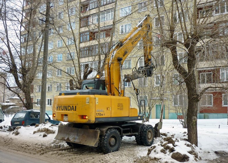 Hyundai r170w-7 с гидромолотом